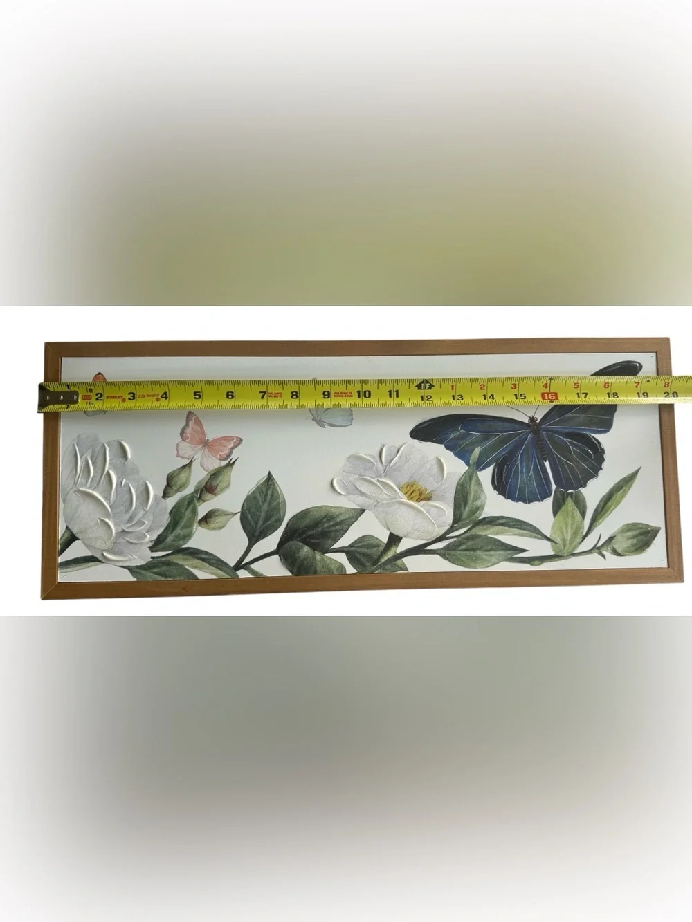 Butterfly Floral Wall Art Framed Cottagecore Botanical Decor 20x8